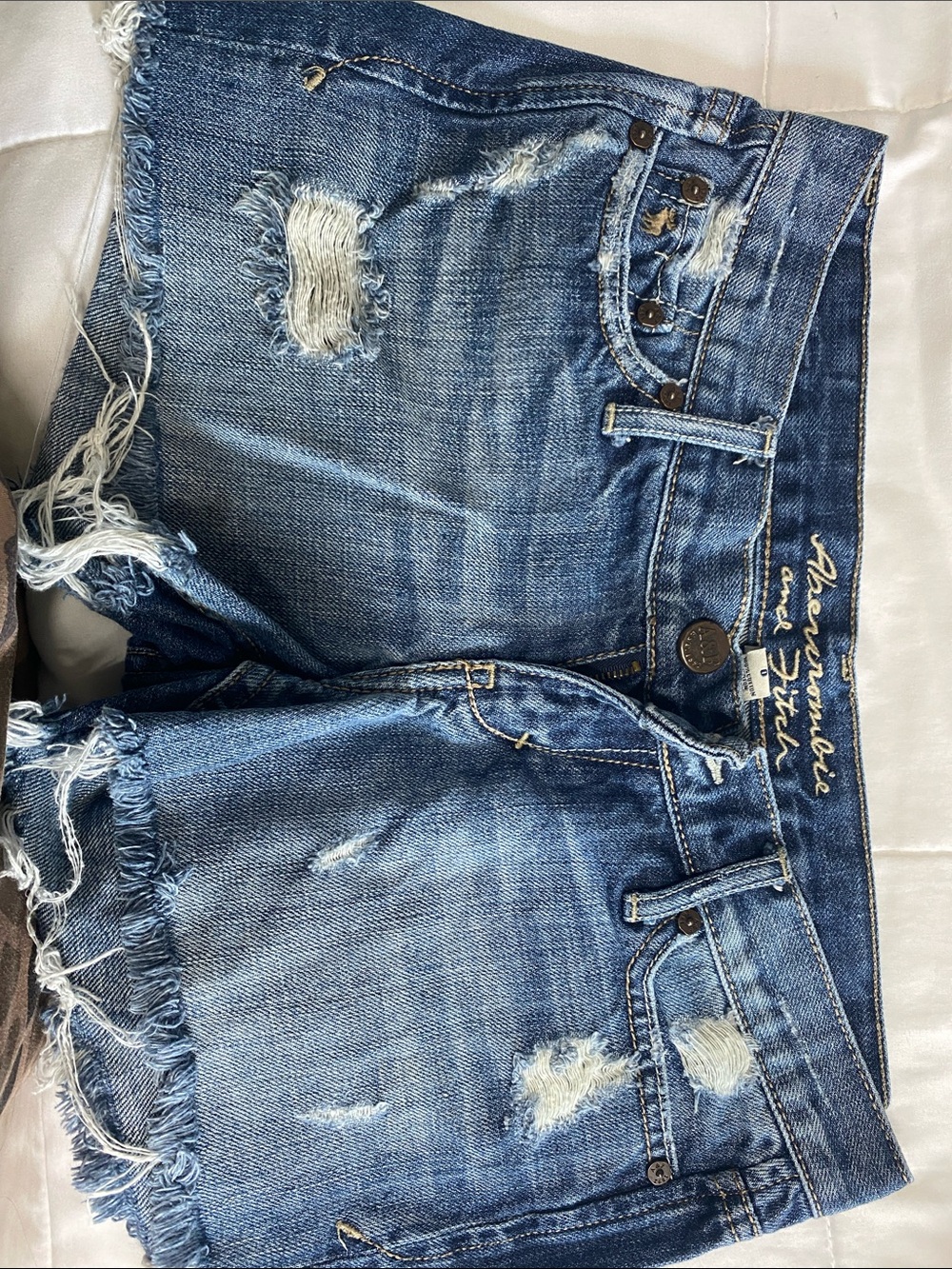 Abercrombie & Fitch Distressed Blue Denim Jean Shorts